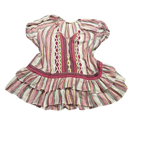 ✨ Ramy Brook XS/S Embroidered Stripe Ruffle Dress Cover-Up Boho Resort ✨ - Picture 2 of 6